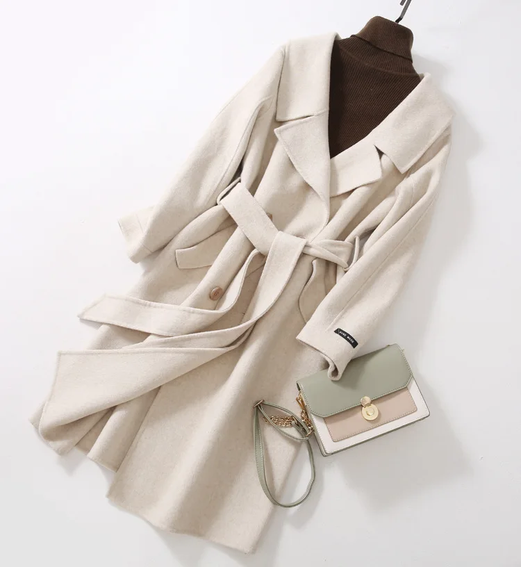 High Quality Double-sided Cashmere Coat Female Autumn and Winter Loose Long Wool Coat Women Woolen Jacket NS1746