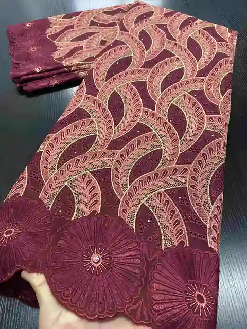 African Cotton Lace Fabric 2021 High Quality Swiss Voile Lace In Switzerland Nigerian Lace Fabrics For Wedding Dress YA3410B-5 Picture 4