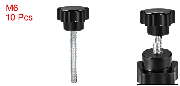 M6 x 40mm Uxcell 10 блоки из серии "Звездные войны", детские ручки M5/M6/M8 10/15/20/25/30/35/40/50/60 мм с наружной резьбой Сталь цинка серьги-гвоздики Замена Черная синтетическая - Цвет: M6 x 40mm