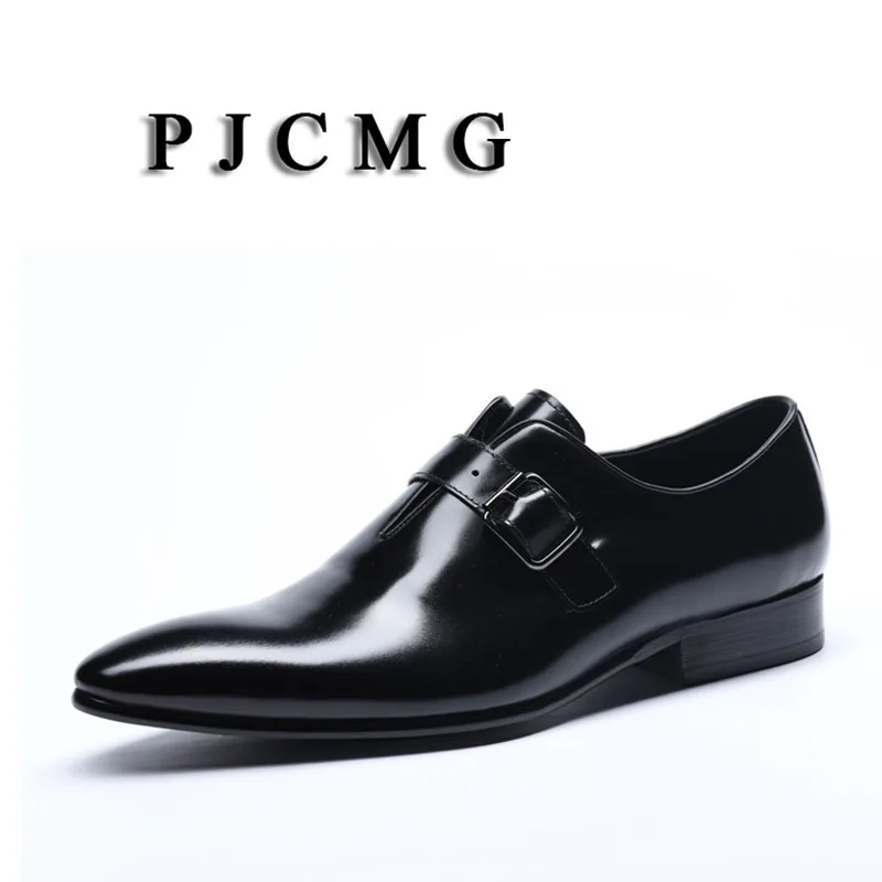 PJCMG/Новые модные черные/красные туфли на плоской подошве официальные Мужские