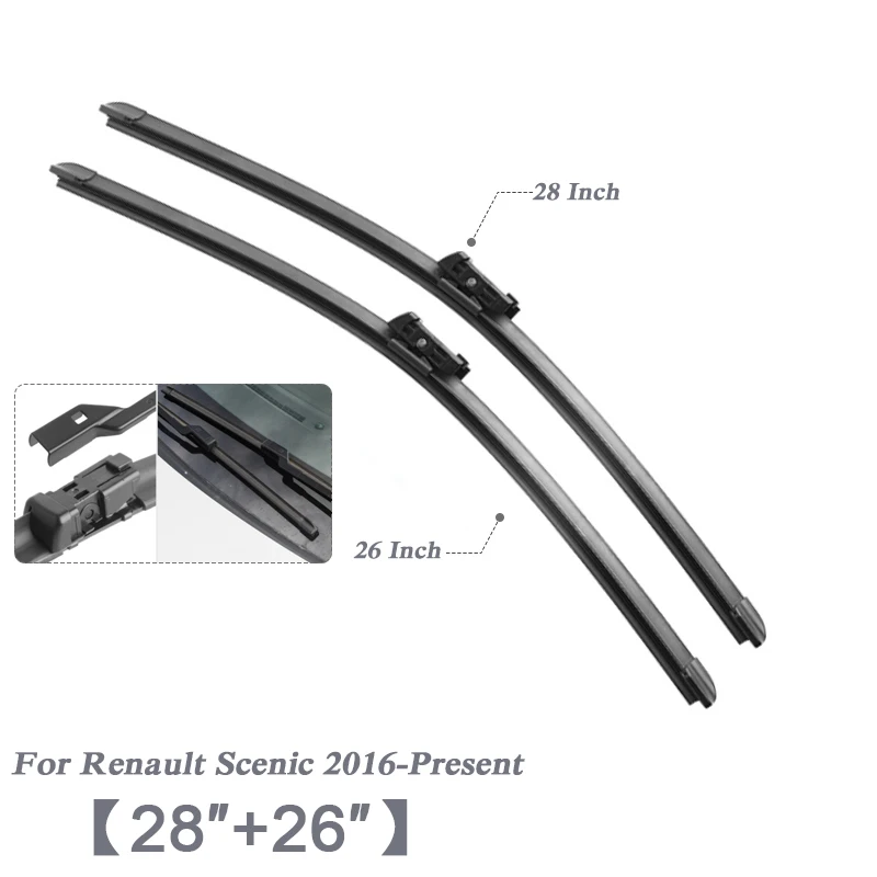 For Scenic 16-20 2" 26" Автомобиль Стайлинг U бескаркасные Bracketless резиновые лезвия очистителей лобового стекла автомобиля для Renault Kadjar Koleos Captur Megane Espace Clio - Color: For Scenic 16-20