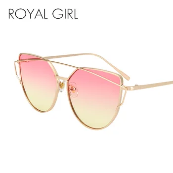

ROYAL GIRL High Quality Vintage Women Sunglasses Metal Frame Cat eye Sun glasses Female Pink Yellow Shades Oculos UV400 ss720
