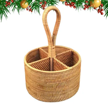 

1pc Storage Basket Practical Portable Rattan Woven Sundries Storage Basket for Office Bedroom Bathroom