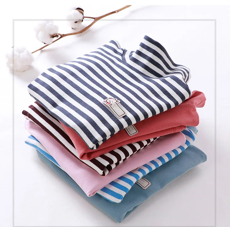 

Демисезонная Водолазка с длинным рукавом, футболка для детей, полосатые топы для детей, эластичная одежда для мальчиков и девочек, малышей