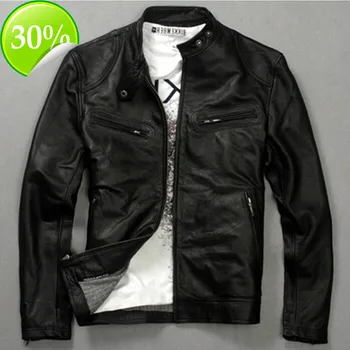 

Jacket Leather Genuine Man 2020 Real Cow Leather Coat men's Fashion Motorcycle Jackets 006 MF062