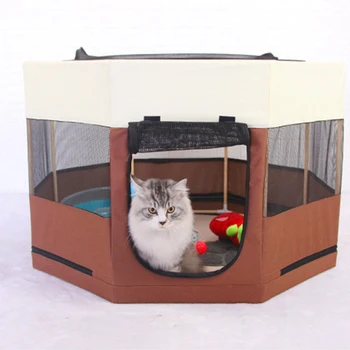 

Solid Wood Bracket Octagonal Pet Fence Oxford Cloth Waterproof Scratch-resistant Cat Dog Bed Kennel Pets Supplies Delivery Room
