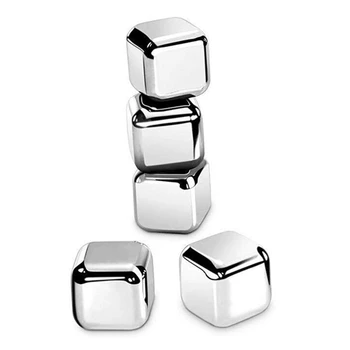 

8PCS Stainless Steel Reusable Ice Cubes Frozen Ice Blocks Maker Whiskey Ice Cube Maker Useful Wine Beer Cooler