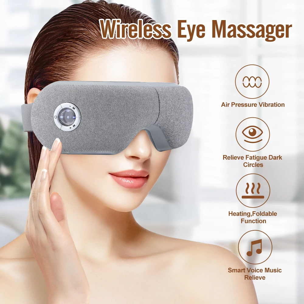 Masaj ocular cu vibrații wireless, instrument de îngrijire a ochilor, încălzire, muzică vocală inteligentă, ameliorează oboseala, cercurile întunecate, pliabil_voghion.com