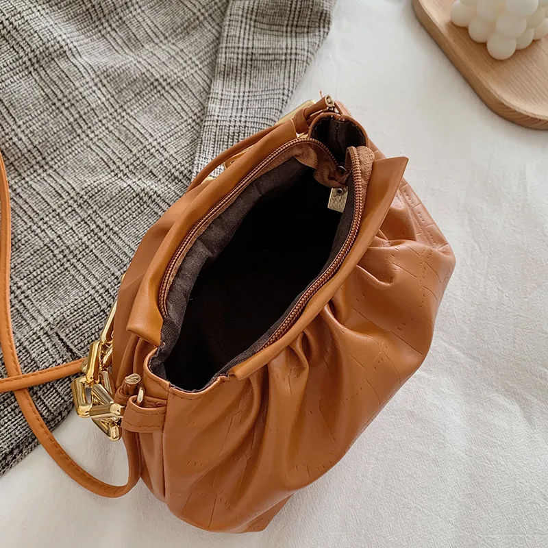 Fold Cloud Bags for Women PU Leather Shoulder Crossbody Bag Luxury Chain Designer Handbags Female Small Dumpling Pouch Bags