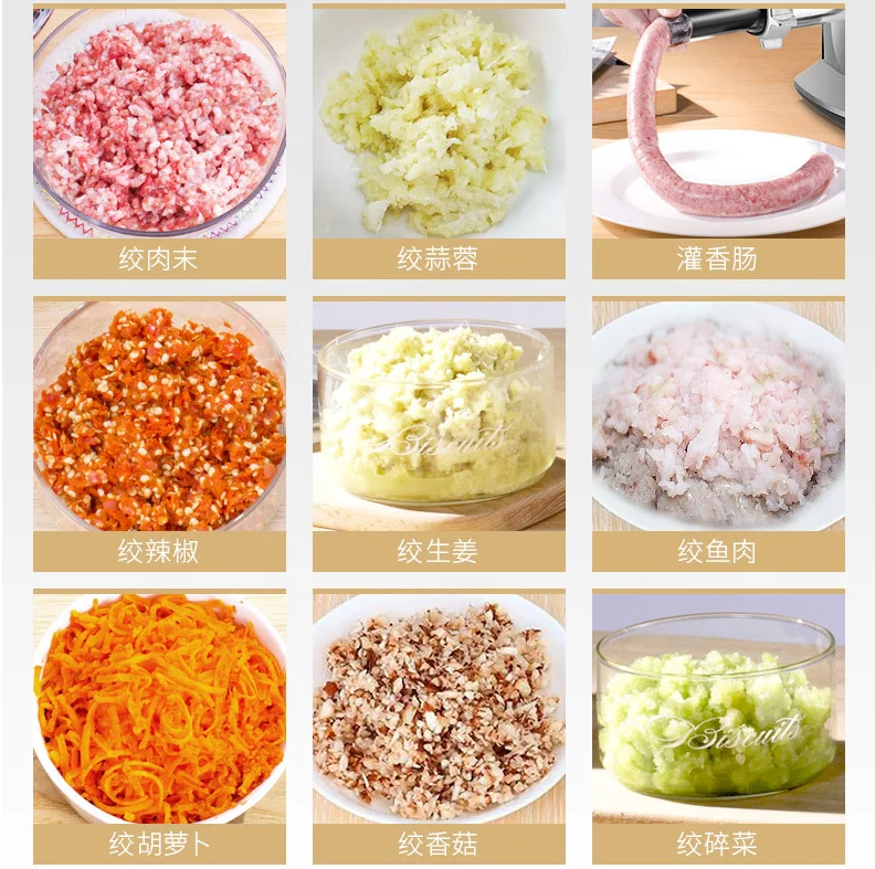 Домашняя электрическая мясорубка из нержавеющей стали, колбаса, мясорубка, тяжелая домашняя мясорубка, слайсер, измельчитель, кухонный комбайн