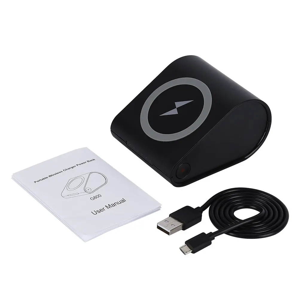 

Black & White ABS Upper and Lower Non-Slip Design Wireless Charging With Stand 10400mAh G800 Power Bank Charger For Mobile