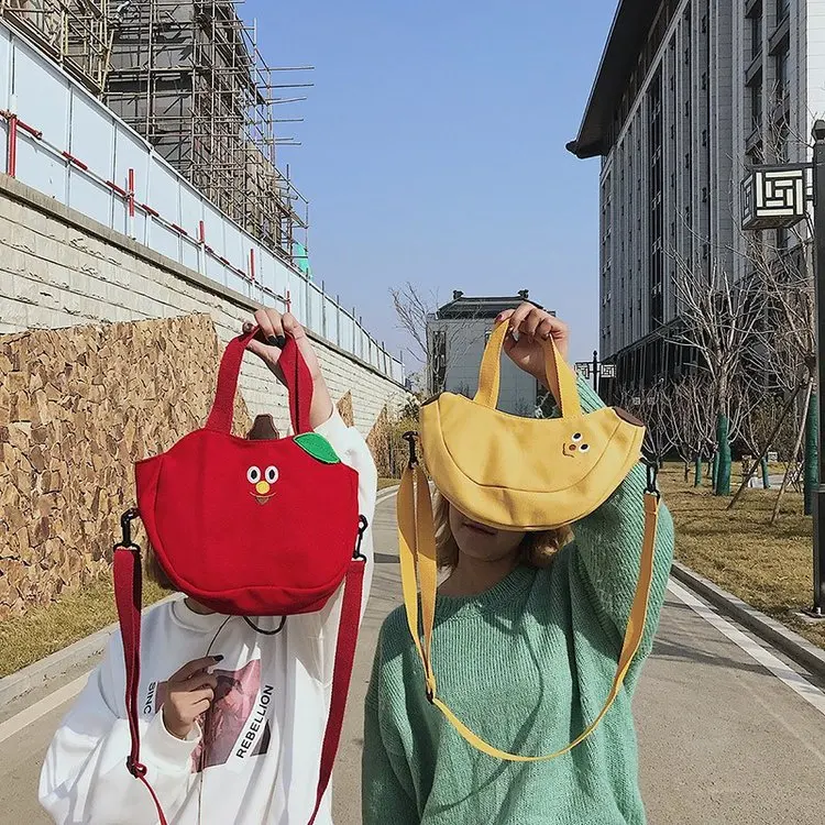 

South Korea INS Cute Banana Small Shoulder Bag Student Soft Girl Shoulder Bag Hand Japanese-style Cute Canvas Messenger Bag