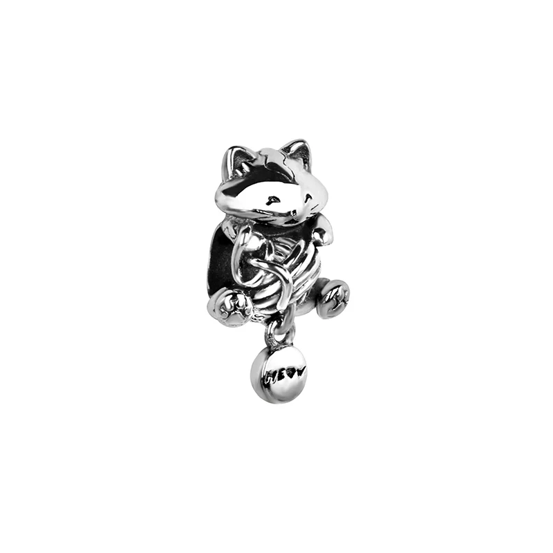 New Arrival 925 Sterling Silver Bead Authentic Cute Cat &amp Yarn Ball Charm Fit Original Pandora Bracelet Women Jewelry DIY Gift |