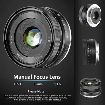 

32mm F1.6 Large Aperture Manual Prime Fixed Lens APS-C for Sony E-Mount Digital Mirrorless Cameras NEX 3 NEX 3N NEX 5 NEX 5T NEX