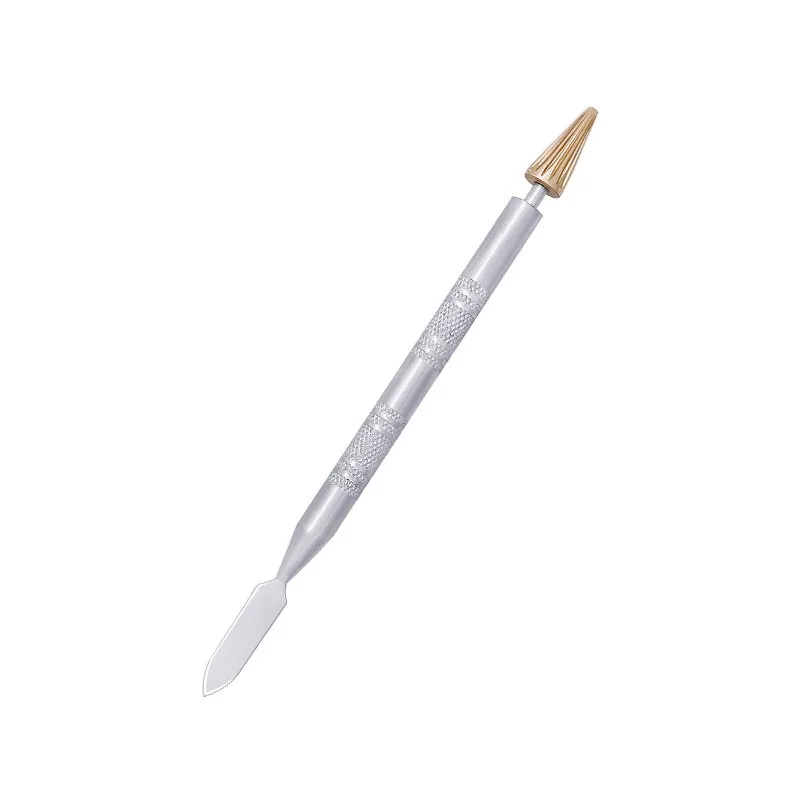 Двухсторонняя ручка-аппликатор с двойной головкой из латуни с кожаным краем для склеивания масла
