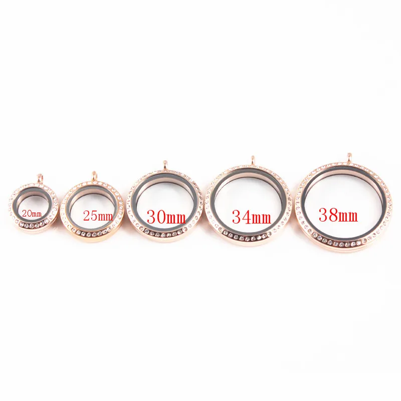 Glass Locket Stainless Steel Floating Pendant Screw Twist Living Memory Necklace Rose Gold Crystals Women Men Gift | Украшения и