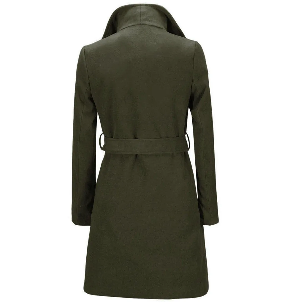 Winter Coat Women Long Coats Warm Wool Coat Lapel Trench Jacket Cardigan Overcoat Long Slim Overcoat Lady Female пальто женское