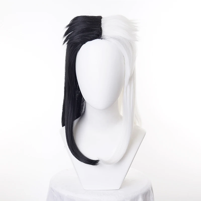 

CRUELLA de Vil Short Black White Ms. Spot Hair Deville Dalmations Heat Resistant Synthetic Cosplay Costume Wigs + Wig Cap