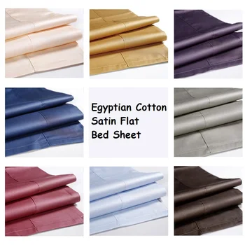 

Luxury Wrinkle Free Hotel Home Egyptian Cotton Satin Flat Bed Sabanas Shipping King Bed Sheet Drop Linen Queen Hoeslaken Size