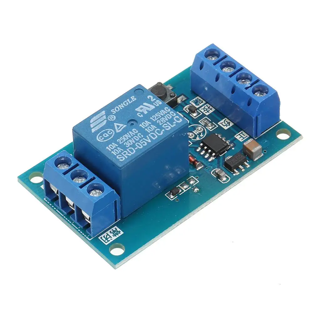 

LEORY DC5V Single Bond Button Bistable Relay Module Modified Car Start and Stop Self-Locking Switch One Key Circuits