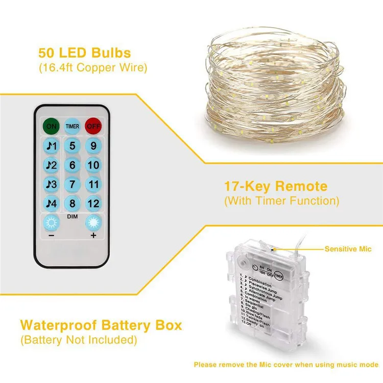 10 м 100led usb зарядка звуковая активация музыка струнные огни для вечерние, рождественские, свадебные