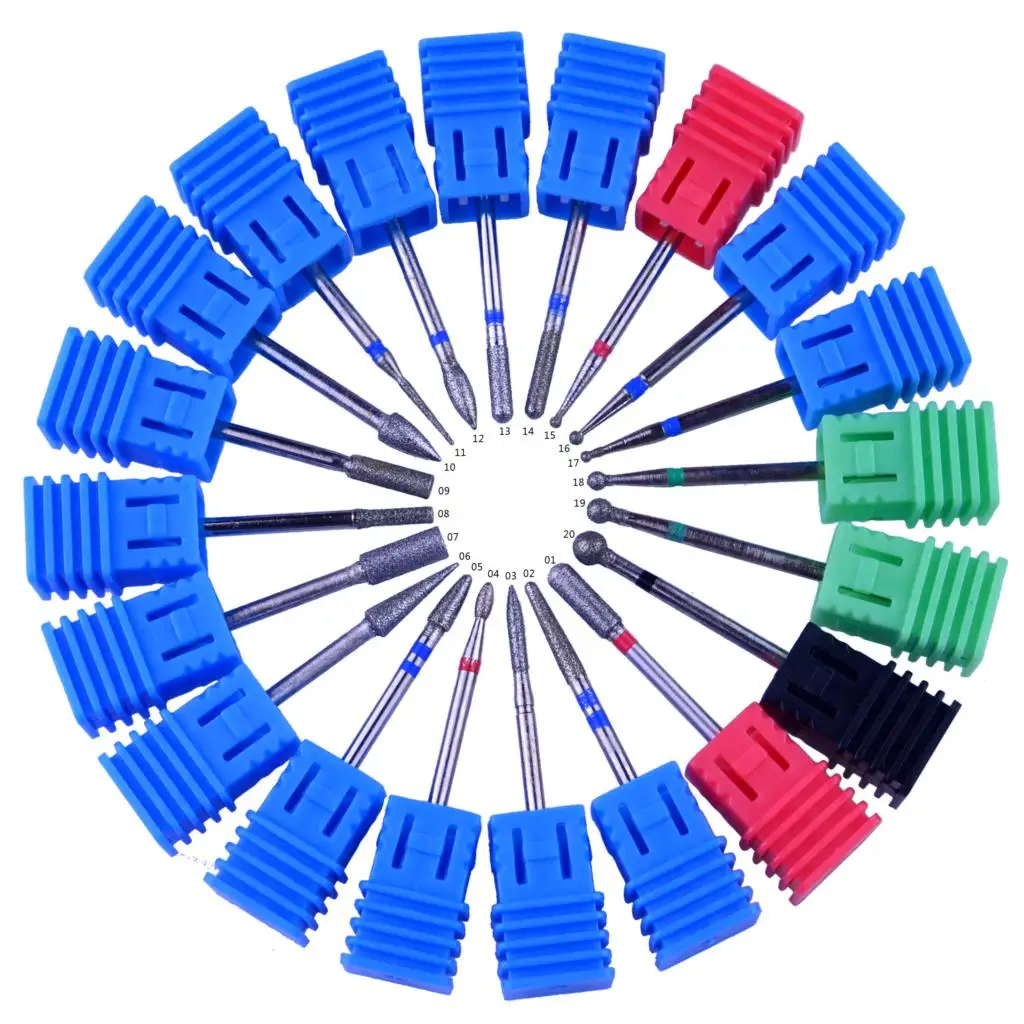 

20 Tybes Cuticle Clean Drill Bit Diamond Nail Drill Bit for Manicure and Pedicure Electric Nail Tool Rotary Nail File