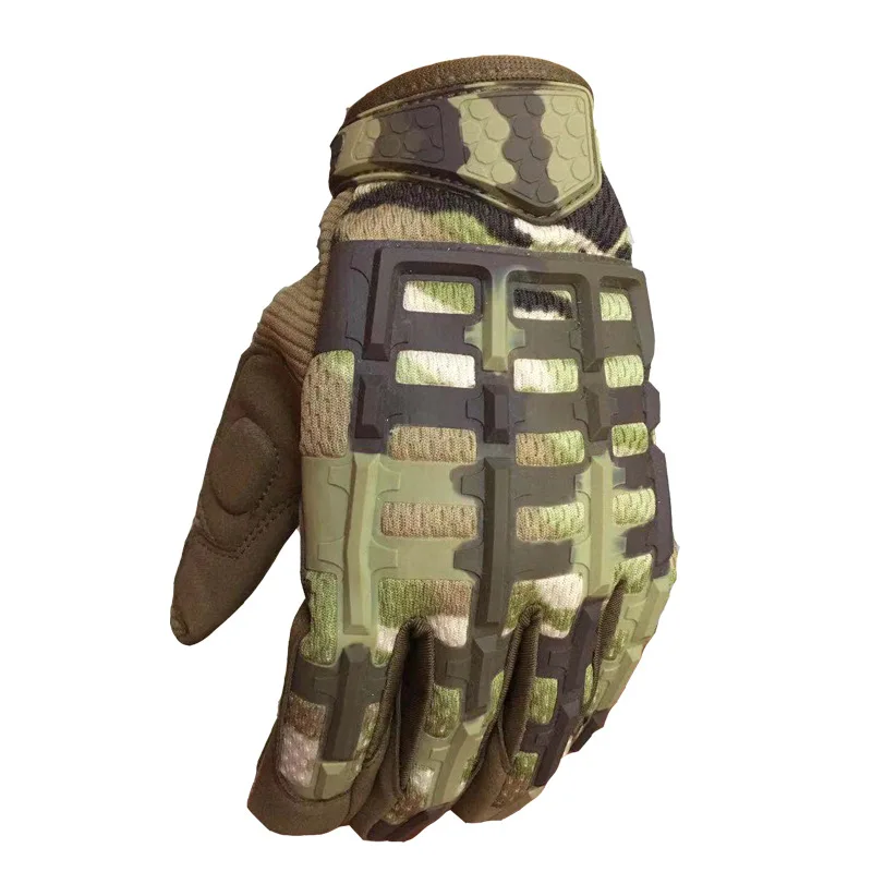 Tactical Mittens Full Finger Gloves Men Airsoft Rubber Knuckle Anti-skip Gloves Protective 6 Colors