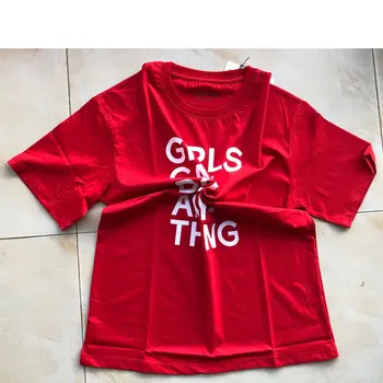 

Women T-shirt Summer New Women's White Letter Print Red Short Sleeve T Shirt