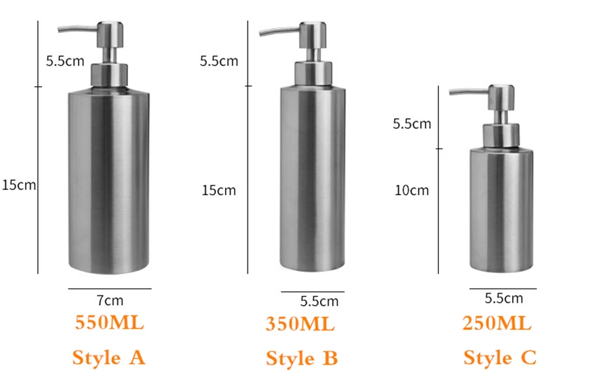 304 дозаторы жидкого мыла из нержавеющей стали для ванной кухни бутылка для лосьона, эмульсии дозаторы лосьона для умывальника аксессуары для ванной комнаты