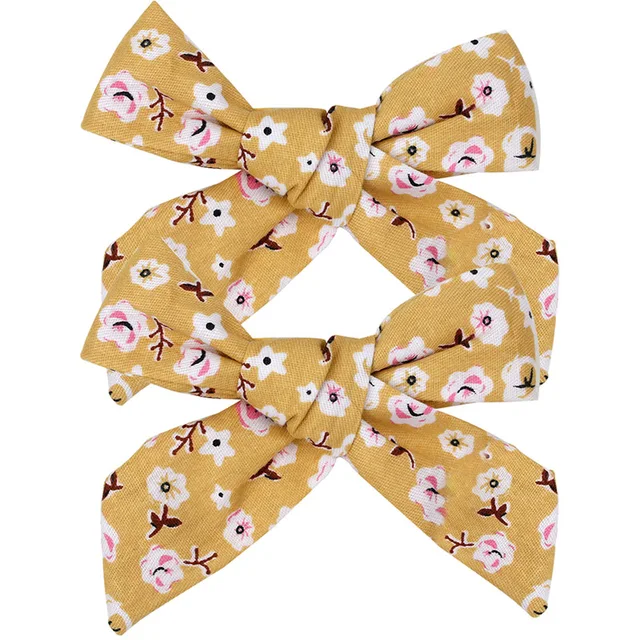 2021 New Solid Cotton Hiar Bows With Clip For Baby Girls Hair Clips Barrettes Hairpins Hair Accessories Kid Handmade заколки 2 PCS