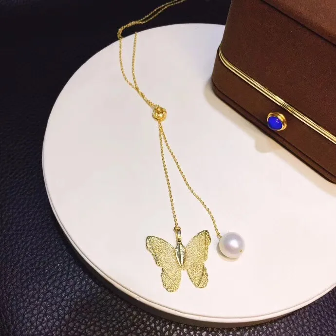 

Butterfly Home Ymxs2w5ge Natural 10-11 Size Edison Freshwater Pearls 14k Note Golden Butterfly Sweater Chain
