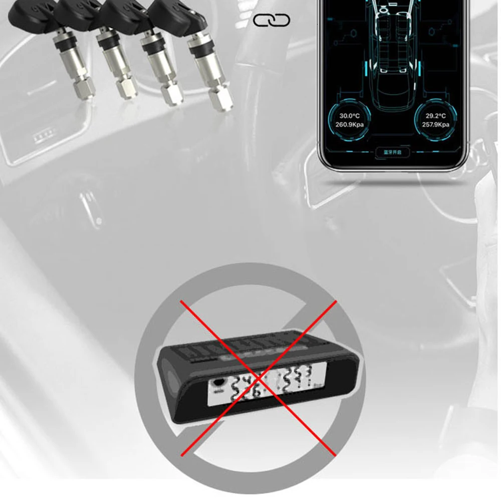 Автомобильный TPMS Bluetooth 4,0 монитор давления в шинах Система 4 внутренний/внешний датчик работает Android/iOS дисплей приложения для мобильного телефона