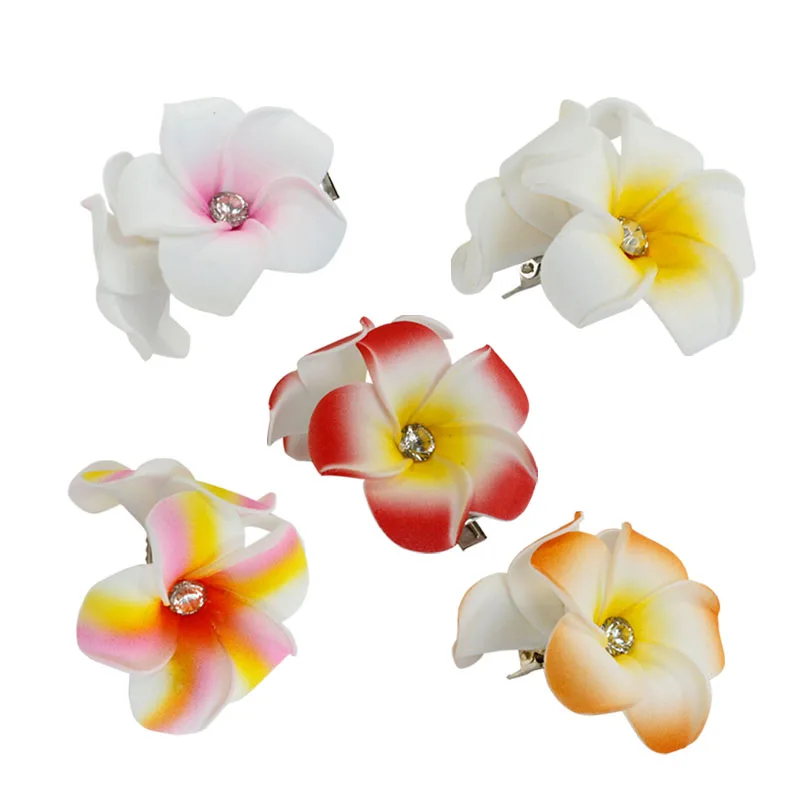 5 шт. Новая мода пена Гавайский цветок Плюмерия шпилька frangipani цветок свадебные зажимы для волос с бриллиантом