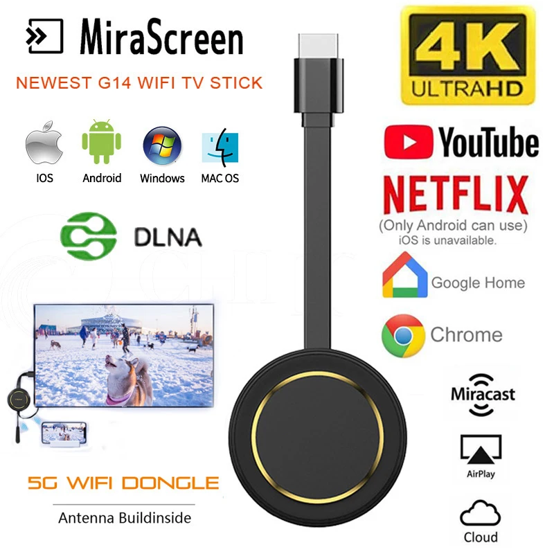 smart tv sticks G14 Tv Stick Miracast 5G Wireless Screen Projector Wireless Wifi Hdmi-compatible Dongle Ezcast 4K For Youtube Google Chromecast smart tv sticks