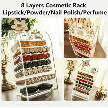 

8 Layers Acrylic Powder Compact Storage Rack Eye Shadow Organizer Standing Lipstick Storage Shelf Makeup/Cosmetics Orgainzer