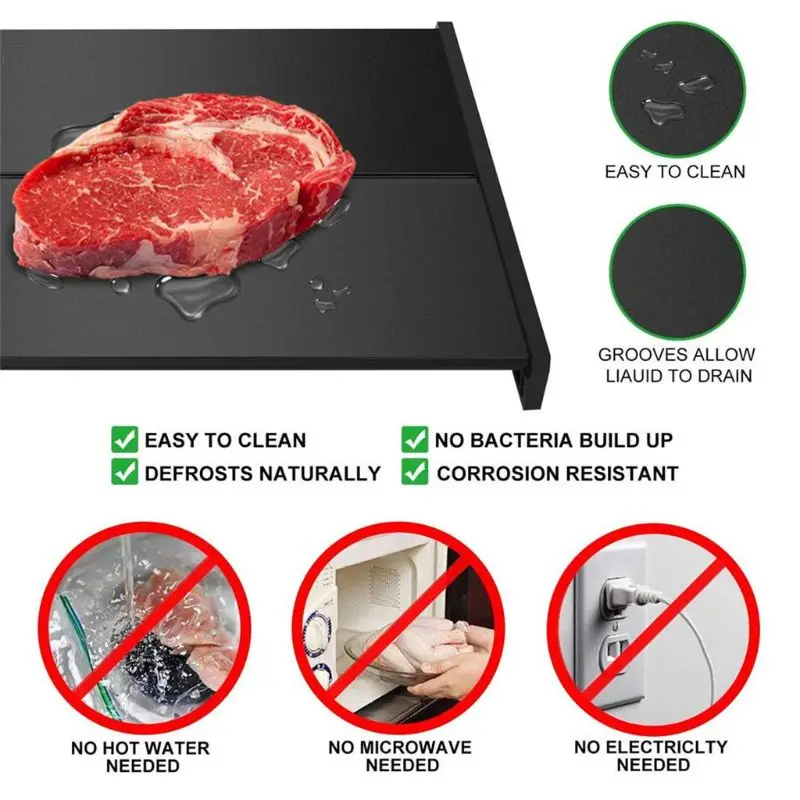 Drop Ship Defrost Tray Thaw Board Plate Antimicrobial Physical Defrost Tray Faster Defrosting for Meat and Frozen Foods