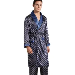Two-Piece Bathrobe Pants OR Shorts Pajama Set Long Sleeve Nightgown Men Kimono Silky Robe for Men Sleepwear Bath Robe Sleep Tops