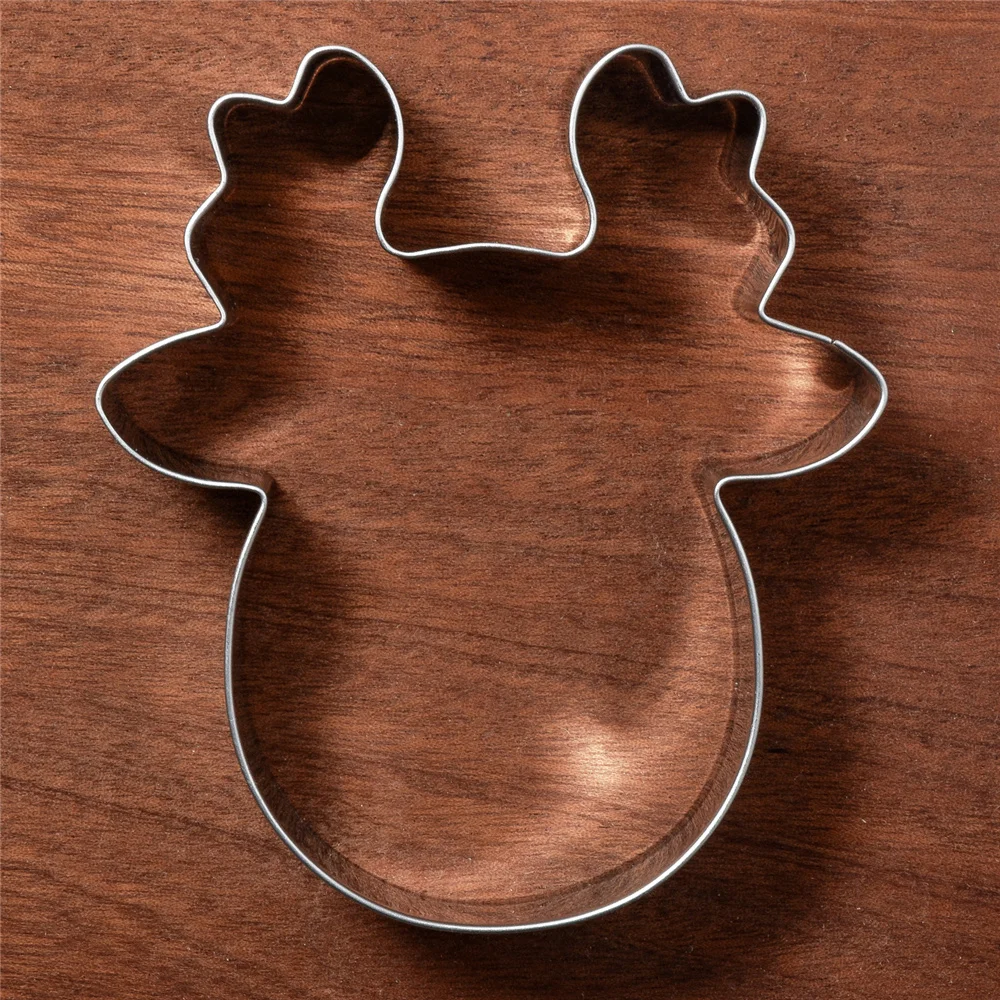 KENIAO Christmas Deer Head Cookie Cutter - 10.2 x 8.6 CM - Winter Biscuit Fondant Bread Sandwich Mold - Stainless Steel