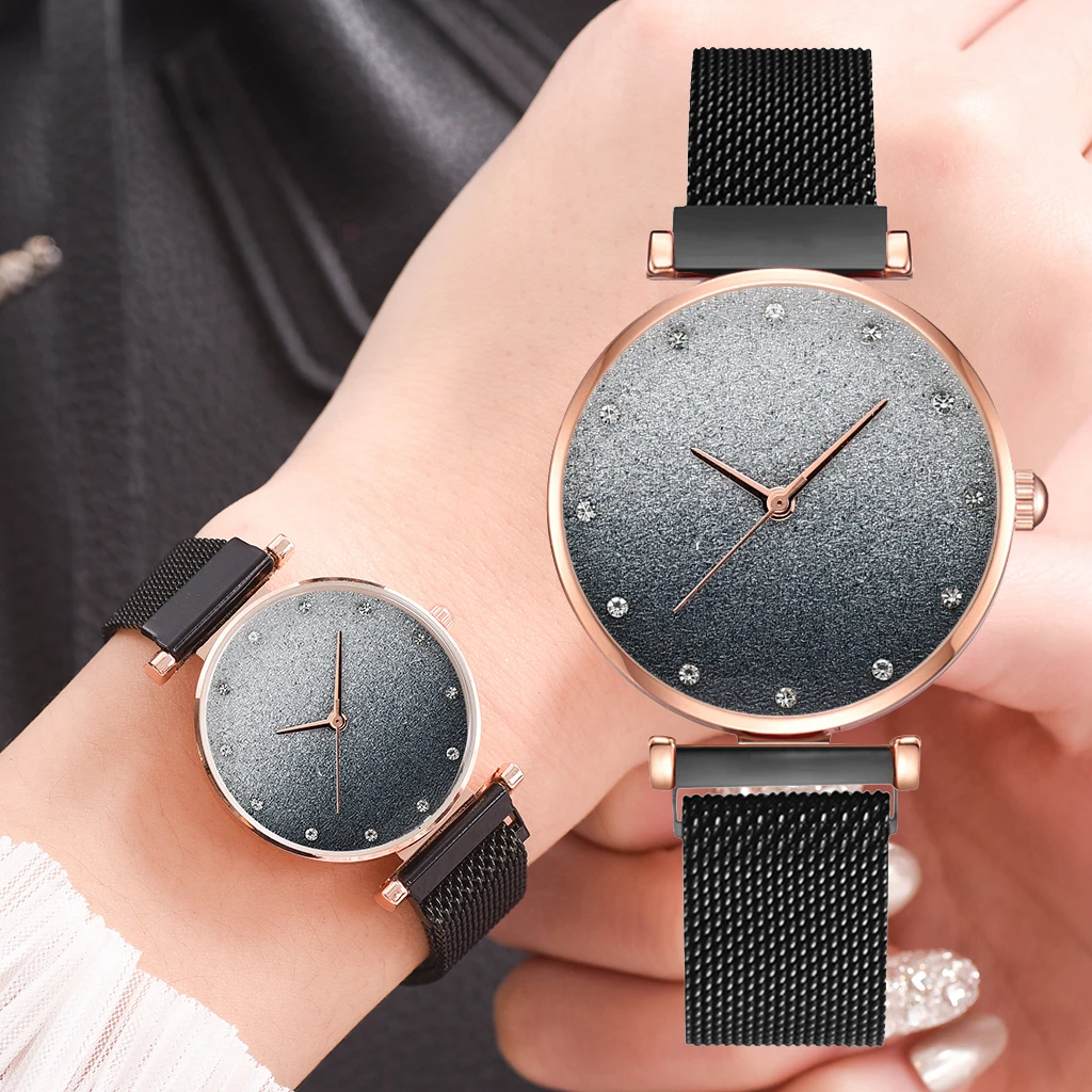 Luxury Women Watch Gradient Dial Starry Sky Fashion Elegant Magnet Mesh Bracelet Ladies Wristwatch Relogio Feminino | Наручные часы