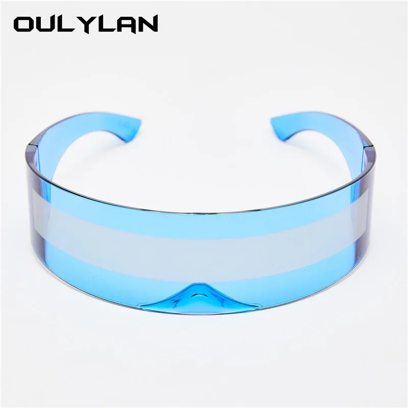 Oulylan, футуристические очки, солнцезащитные очки, женские, уникальные, зеркальные, розовые, синие, прозрачные линзы, мужские, вечерние, солнцезащитные очки