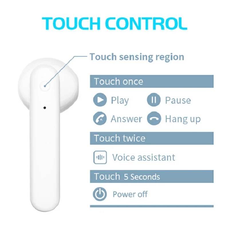 Touch Control Bluetooth Wireless Headphones Earphone Earbuds TWS Sport Headset Stereo Waterproof Ear buds For telephone telefon