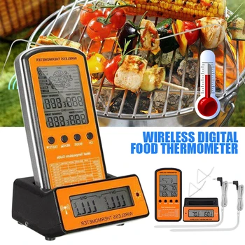 

1Set Wireless Digital Food Thermometer 2 Probe BBQ Cooking Meat Temperature Meter Kitchen BBQ Grill Thermometer