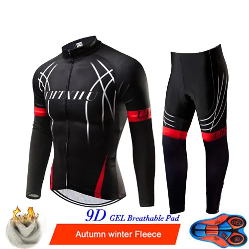 Cycling Set Uhtxhu, мужские велосипедные комплекты, Зимняя Теплая Флисовая одежда для велоспорта, комплект для велоспорта, набор для велоспорта, джерси, одежда для велоспорта - Цвет: Cycling Set