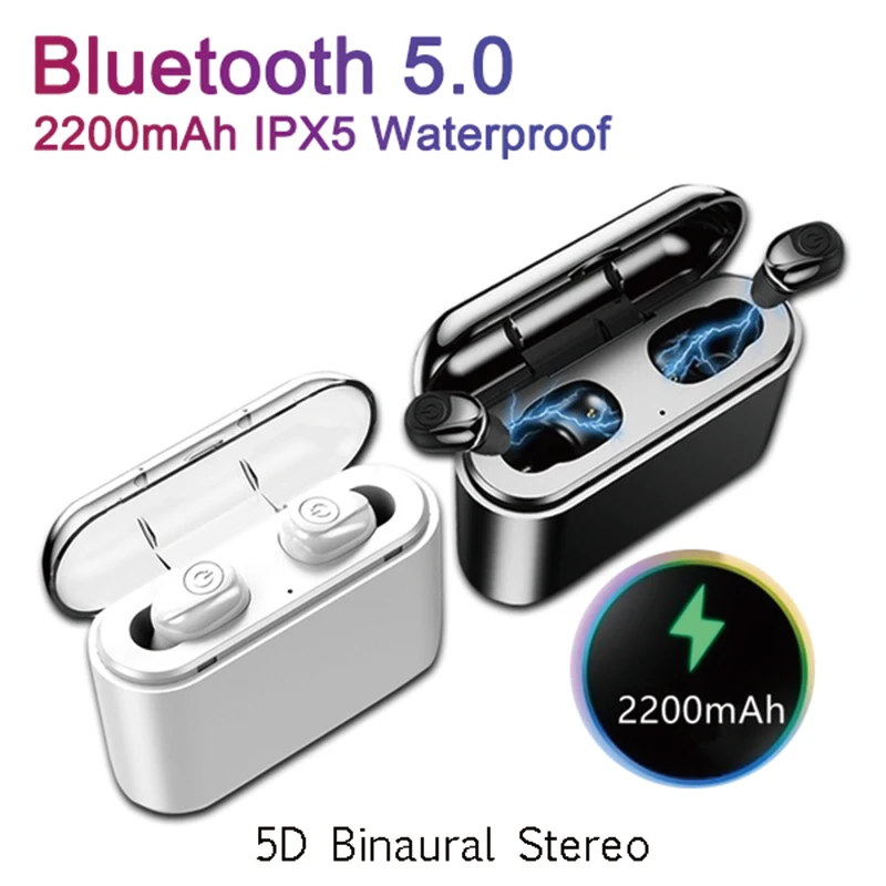 Беспроводная Bluetooth гарнитура X8 TWS внешний аккумулятор 2200 мА/ч невидимые