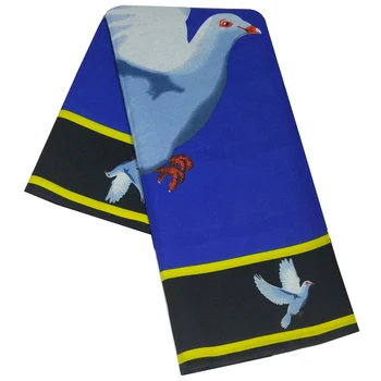 

2019 Newest Arrival Fashion Design Peace Pigeon Pattern Printed Blue Polyester African Pagne High Quality Ankara Top Wax Fabric
