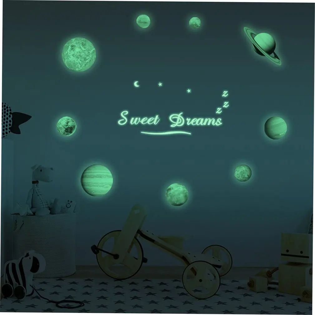 

Nine Planets Moon Light Sticker PVC Self Adhesive Sticker Children Room Background Wallpaper Cute Design