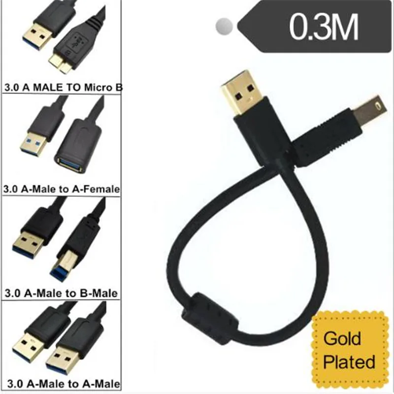 

Usb3.0 mobile computer data line print line high speed hard disk box dynamic hard drive data line / extension line gold plated