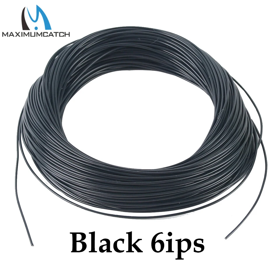 Black Maximumcatch WF Тонущая Fly Line 4-9wt коричневый и черный 100 футов Вес вперед Тонущая Fly леска - Цвет: Black