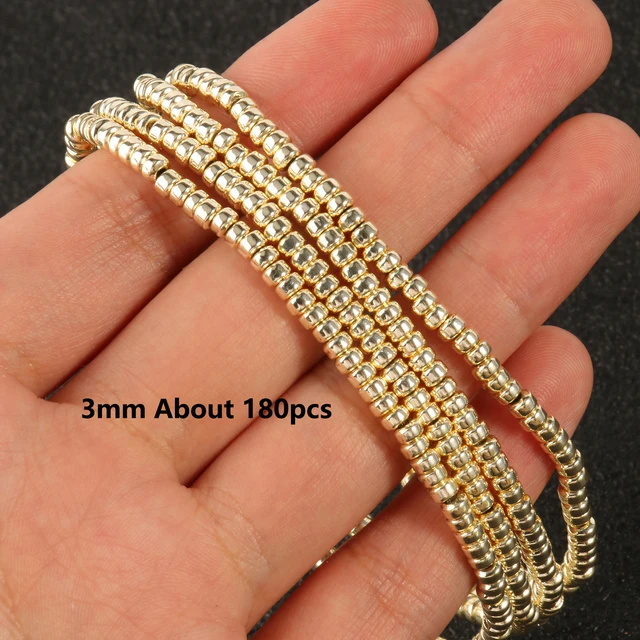 Natürliche Matte 9k Gold Überzogene Hämatit Stein Unregelmäßige Herz Stern Runde Lose Spacer Perlen für Schmuck Machen DIY Armband 15'' – Detail 11