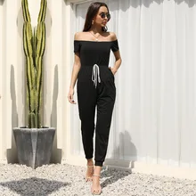 Aliexpress - 2021 New Women’s Summer Solid Color Short-sleeved Casual Line Shoulder Straps Joint Pants Straight Pants European and American T